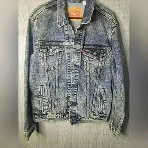 ♡Men's Levi Strauss And Co Trucker Jacket. Acid wash. Size Large A8